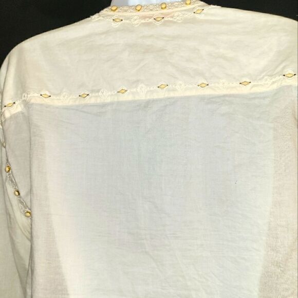 Tory Burch Ivory Cotton Boho Tunic w/Shells,Tassels & Embroidery Sz.XS Ret $225 - Picture 4 of 7